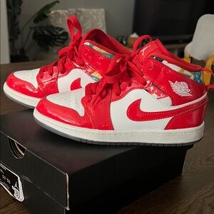 Jordan Kids Vibrant Red and White Sneakers
